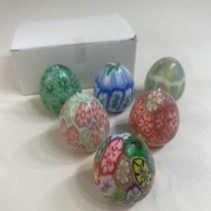 Vintage 90s Millefiori Style Egg Candles Set Of 6 In Original New In Box